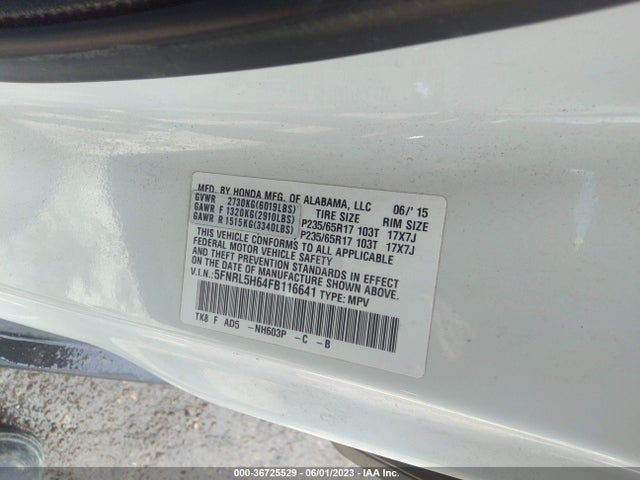 Honda Odyssey Ex-l 2015 5FNRL5H64FB116641 Image 9
