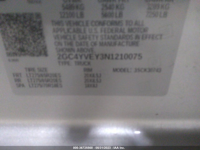 2022 Chevrolet Silverado 3500, VIN: 2GC4YVEY3N1210075
