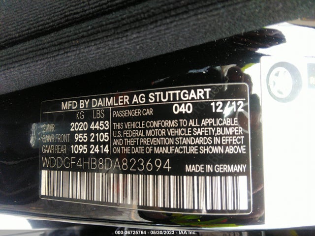 2013 MERCEDES-BENZ C-CLASS C 250 VIN: WDDGF4HB8DA823694