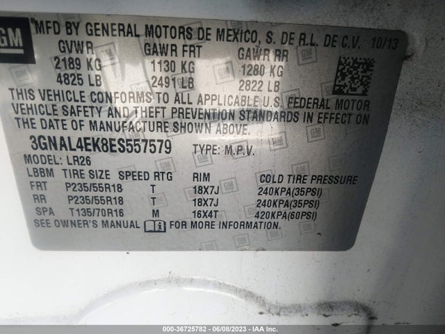 3GNAL4EK8ES557579 Chevrolet lea