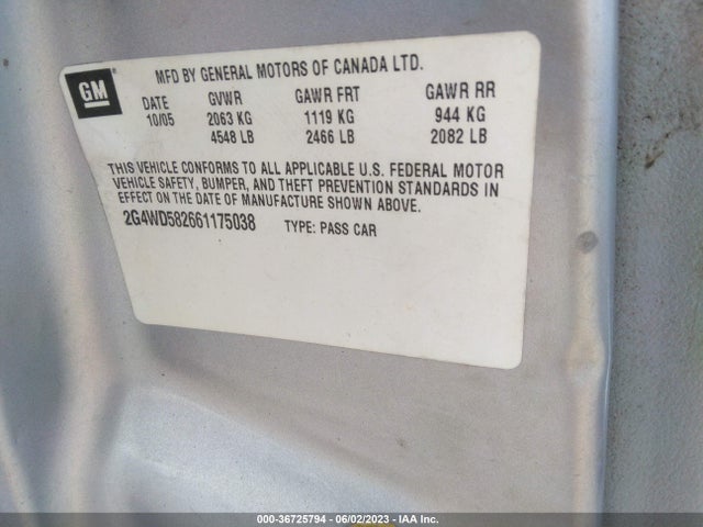 2006 BUICK LACROSSE CXL VIN: 2G4WD582661175038