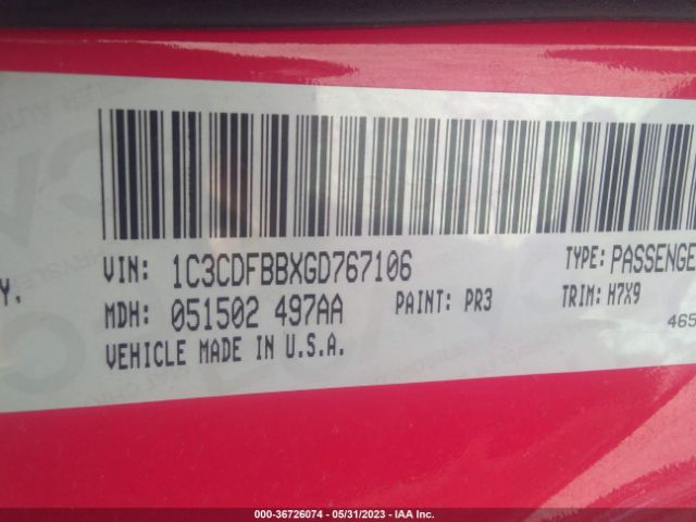 1C3CDFBBXGD767106 Dodge DART SXT