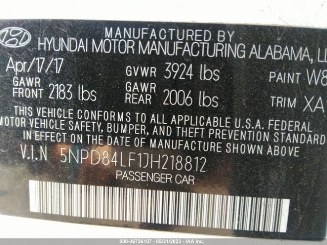 2018 HYUNDAI ELANTRA 5NPD84LF1JH218812 Photo 8