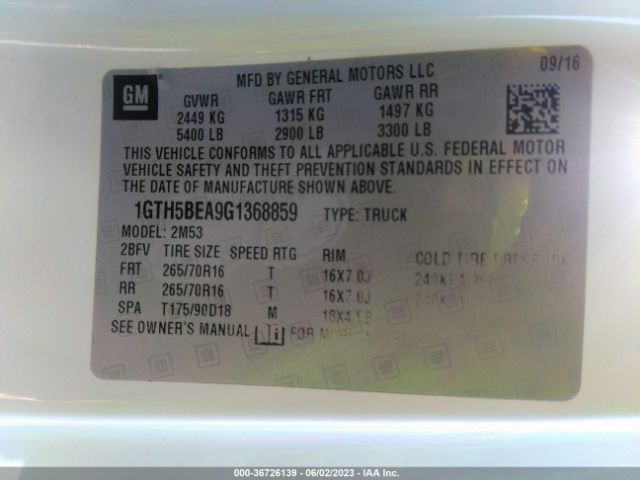 1GTH5BEA9G1368859 GMC Canyon 2wd
