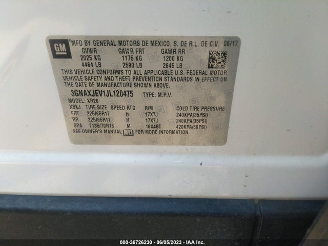 Chevrolet EQUINOX LT 2018 3GNAXJEV1JL120475 Image 10