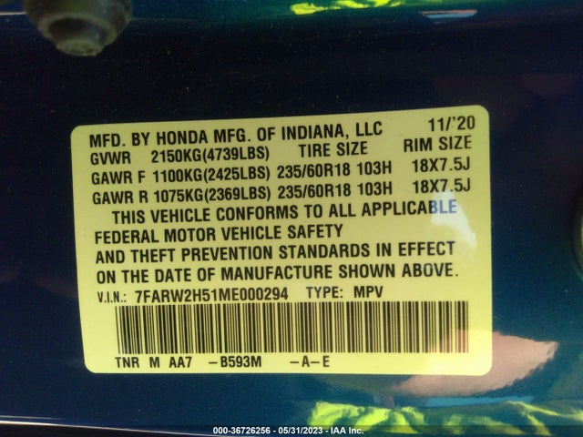 Honda CR-V EX 2021 7FARW2H51ME000294 Image 10