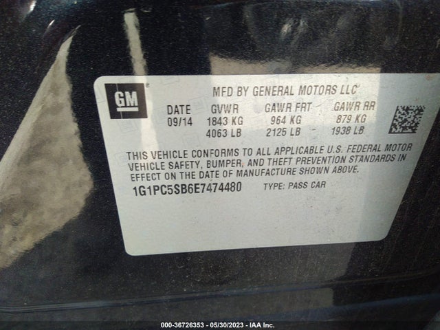 Chevrolet Cruze 1lt 2014 1G1PC5SB6E7474480 Image 10