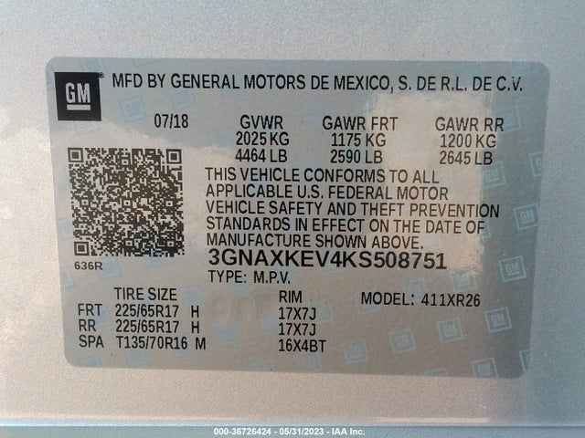 Chevrolet EQUINOX LT 2019 3GNAXKEV4KS508751 Image 9