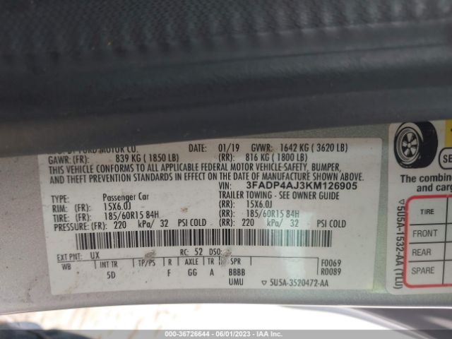 3FADP4AJ3KM126905 Ford FIESTA S