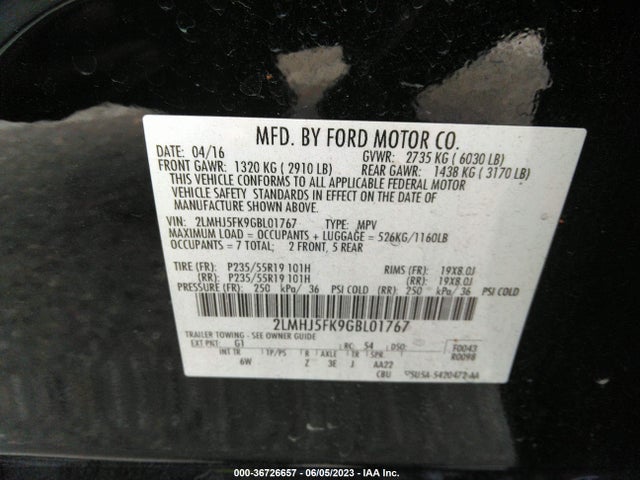 2016 Lincoln MKT, VIN: 2LMHJ5FK9GBL01767