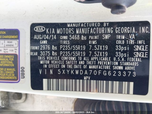 5XYKWDA70FG623373 KIA SORENTO SX