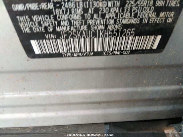 JF2SKAUC1KH551265 Subaru Forester Limited