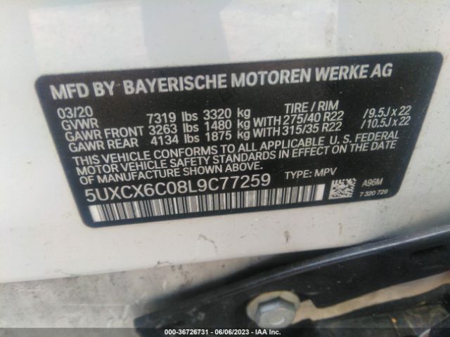 5UXCX6C08L9C77259 BMW X7 M50i