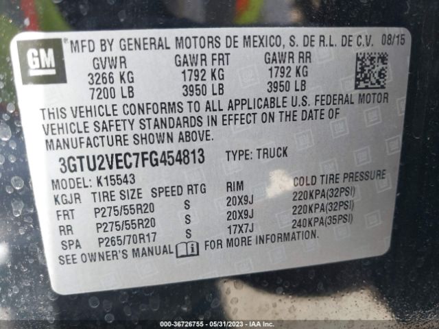 GMC Sierra 1500 Slt 2015 3GTU2VEC7FG454813 Image 9