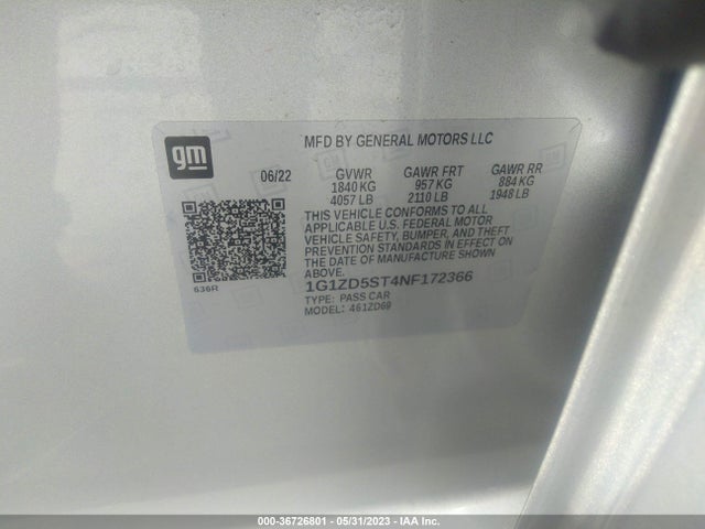 Chevrolet MALIBU LT 2022 1G1ZD5ST4NF172366 Image 9