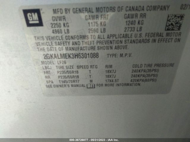 2GKALMEK3H6301088 GMC Terrain Sle