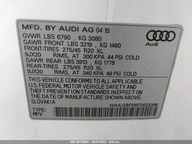 WA1LGBFE6FD023396 Audi Q7 3.0t Premium Plus