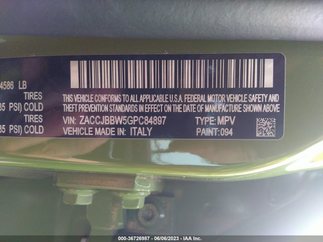 ZACCJBBW5GPC84897 Jeep Renegade 75th Anniversary