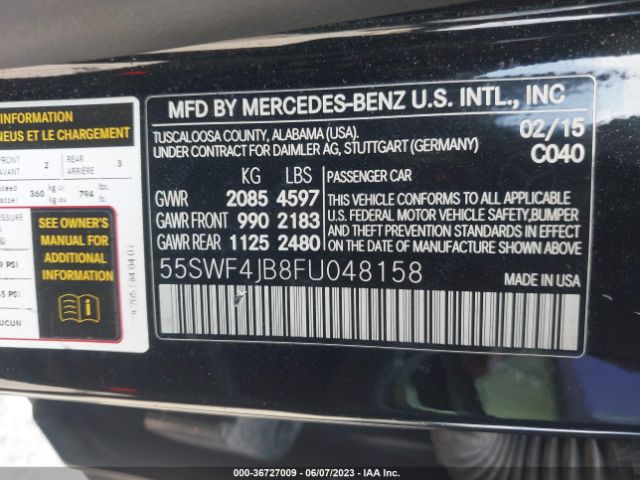 55SWF4JB8FU048158 Mercedes-Benz C-class C 300