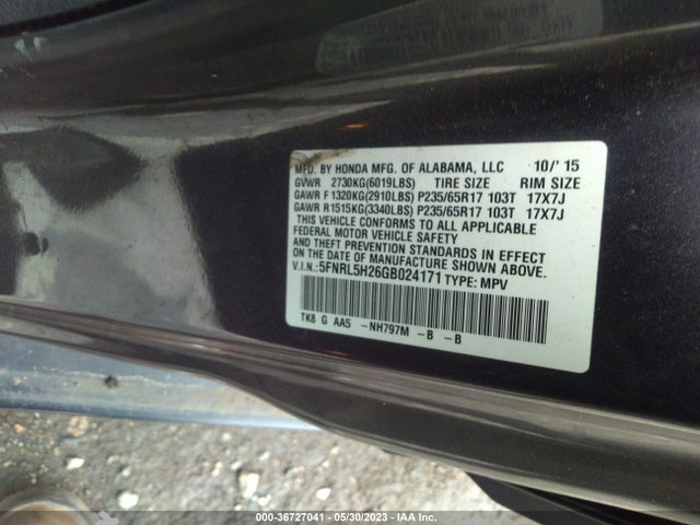 Honda ODYSSEY LX 2016 5FNRL5H26GB024171 Image 10