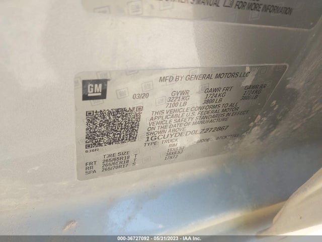 Chevrolet Silverado 1500 Lt 2020 1GCUYDED0LZ272867 Image 9