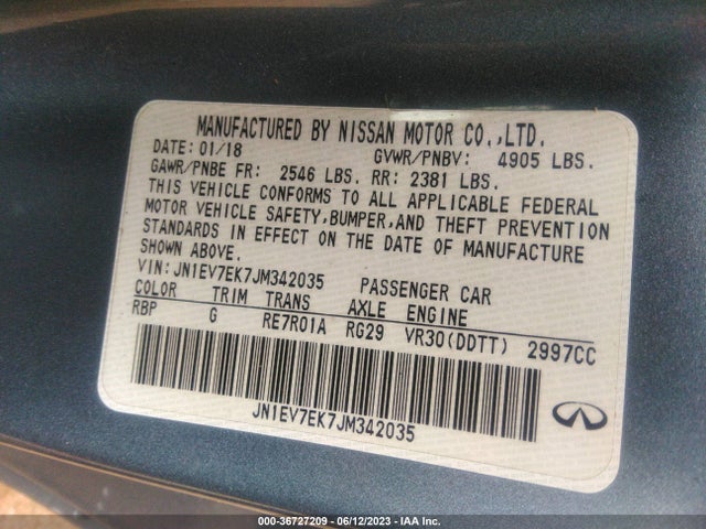 JN1EV7EK7JM342035 Infiniti Q60 3.0t Luxe