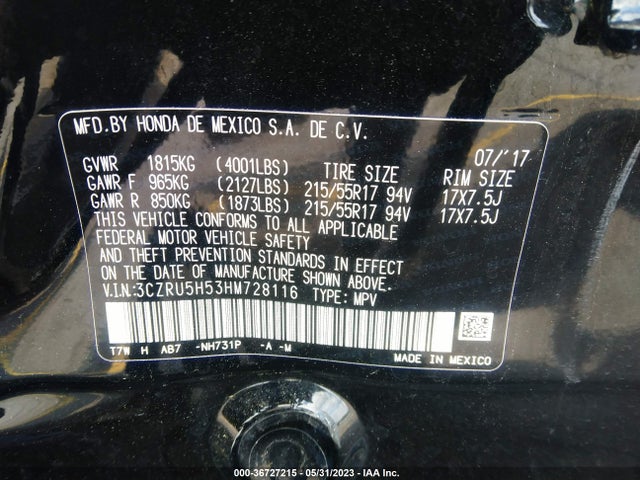 Honda HR-V EX 2017 3CZRU5H53HM728116 Image 9