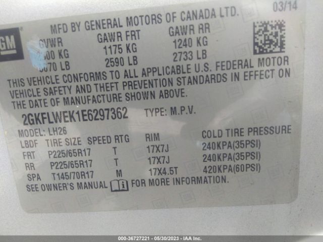 2GKFLWEK1E6297362 GMC Terrain Sle