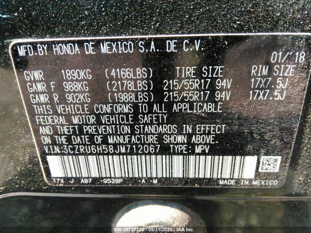 Honda HR-V EX 2018 3CZRU6H58JM712067 Image 9