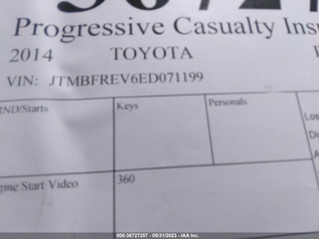 2014 TOYOTA RAV4 LE VIN: JTMBFREV6ED071199