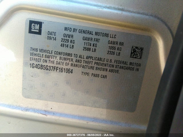 Buick Lacrosse Leather 2015 1G4GB5G37FF161064 Image 9