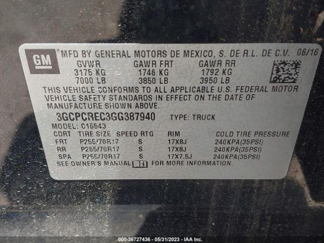 Chevrolet Silverado 1500 Lt 2016 3GCPCREC3GG387940 Image 9