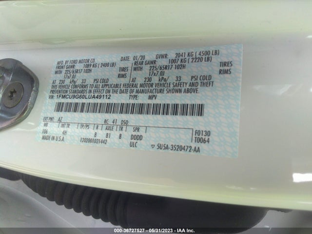 Ford ESCAPE SE 2020 1FMCU9G60LUA49112 Image 9