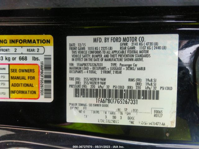 1FA6P8CF7G5267031 Ford MUSTANG GT