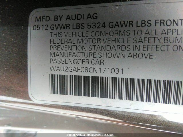 2012 AUDI A7 3.0 PRESTIGE VIN: WAU2GAFC8CN171031