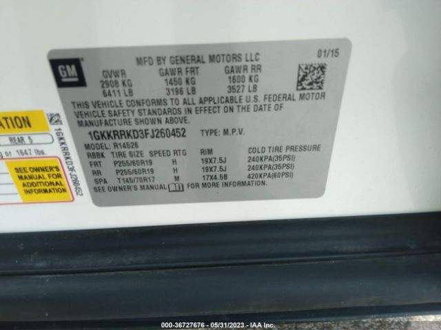 1GKKRRKD3FJ260452 GMC ACADIA SLT