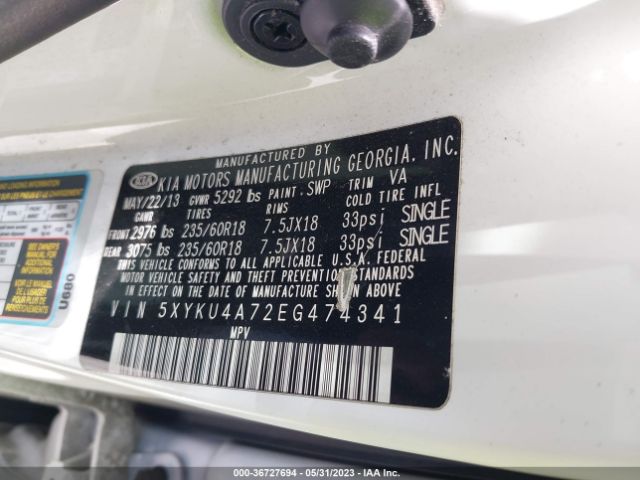 5XYKU4A72EG474341 KIA SORENTO EX