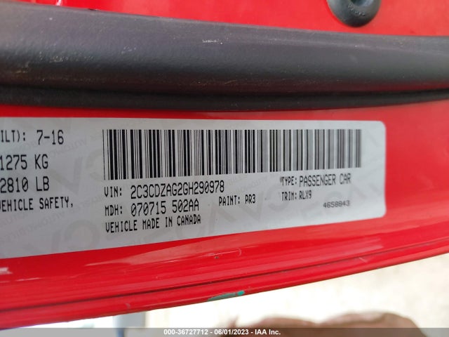 Dodge Challenger Sxt Plus 2016 2C3CDZAG2GH290978 Image 11