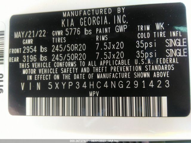 5XYP34HC4NG291423 KIA Telluride Ex