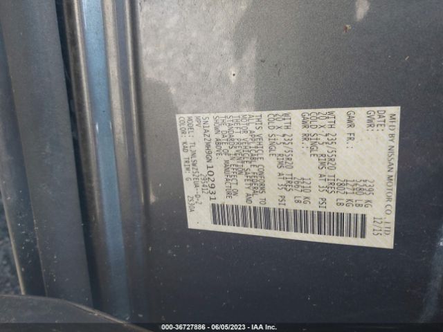 5N1AZ2MH9GN102931 Nissan Murano Platinum