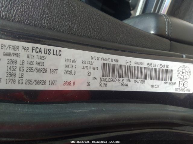 1C4RDJDG4GC442183 Dodge DURANGO LIMITED