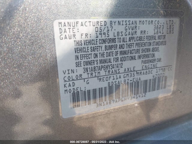 Nissan SENTRA S 2017 3N1AB7AP6HY341412 Image 10