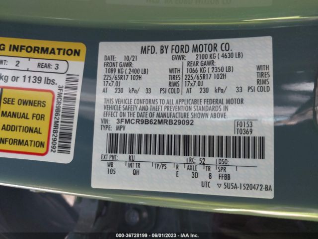 3FMCR9B62MRB29092 Ford Bronco Sport Big Bend