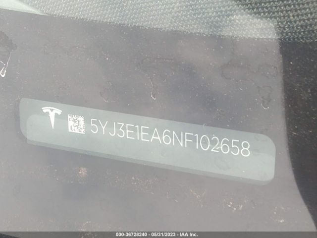 5YJ3E1EA6NF102658 Tesla MODEL 3