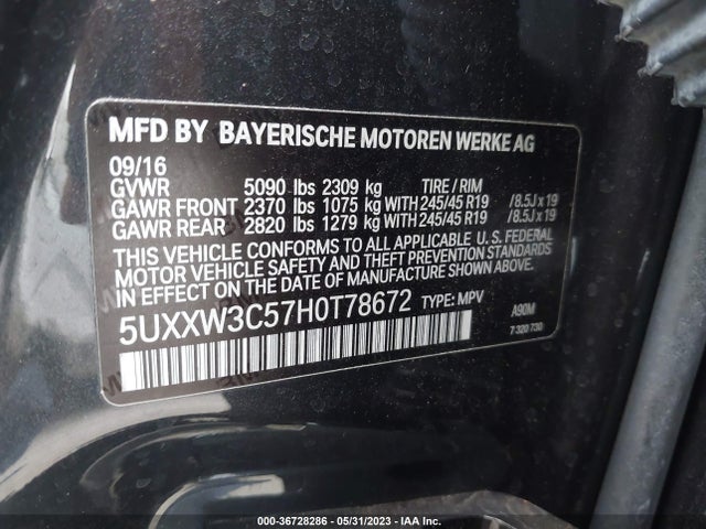 2017 BMW X4, VIN: 5UXXW3C57H0T78672