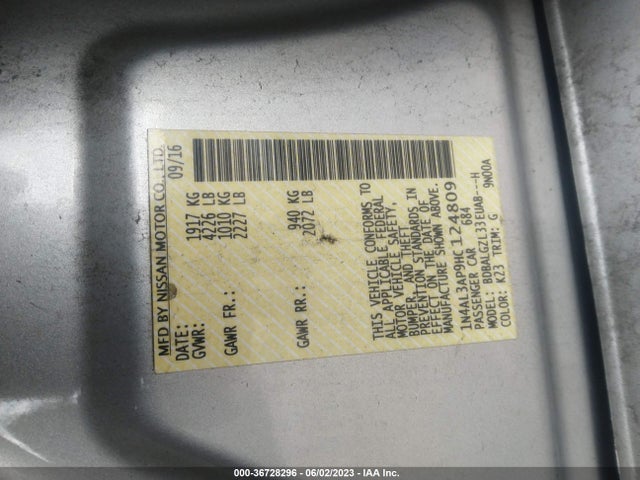Nissan Altima 2.5 S 2017 1N4AL3AP9HC124809 Image 9