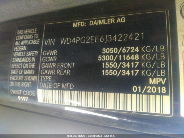 WD4PG2EE6J3422421 Mercedes-Benz METRIS PASSENGER VAN