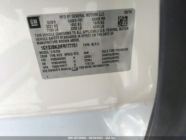 1GYS3BKJ9FR177761 Cadillac Escalade Luxury