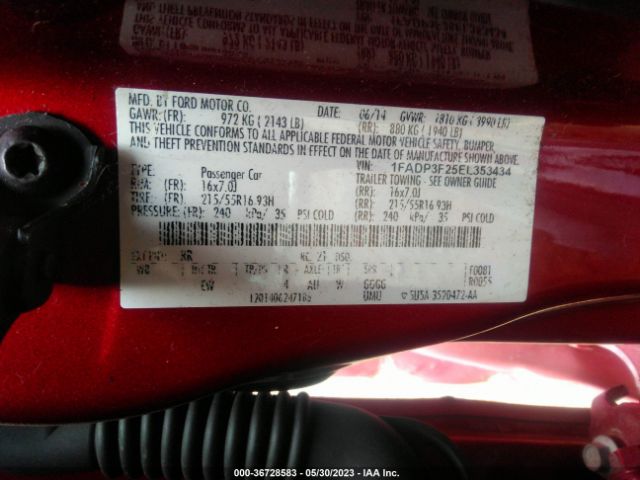 1FADP3F25EL353434 Ford FOCUS SE