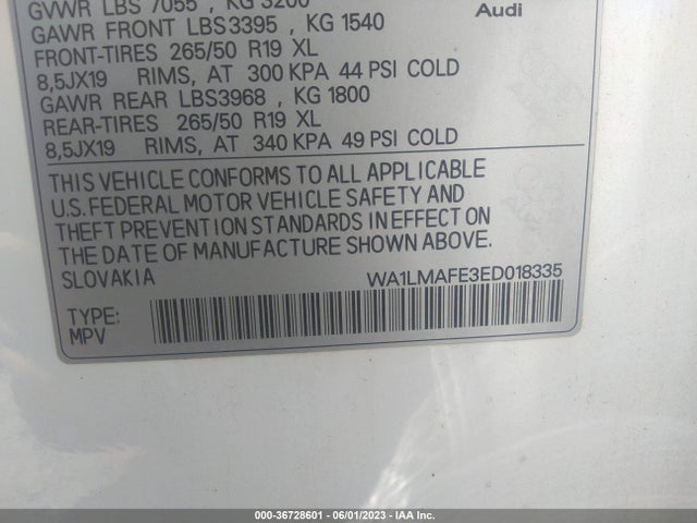 WA1LMAFE3ED018335 Audi Q7 3.0l Tdi Premium Plus